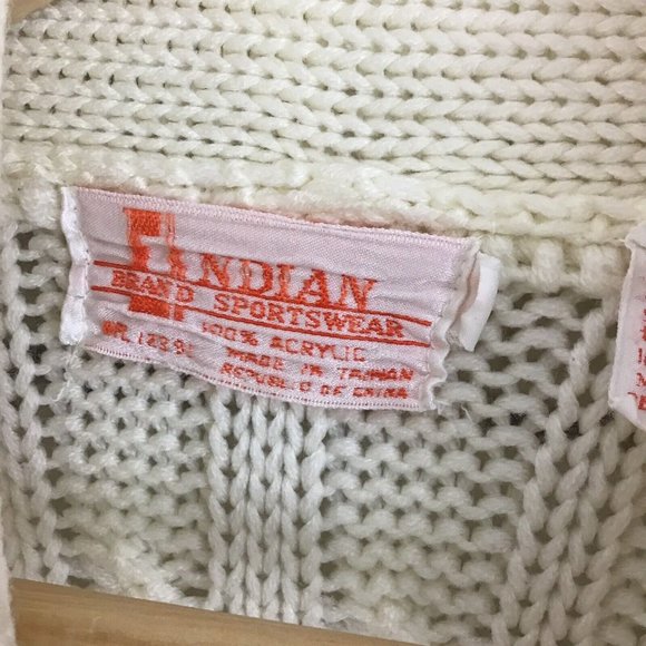 Vintage Indian Brand Sportswear Womens Sz L Sweater Cable Knit Cardigan W/Belt - Picture 4 of 5